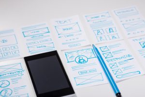 Layout of a Website and application Design and prototyping, Wireframe, User interface