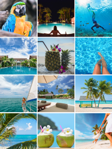 Photo collage of tropical resort
