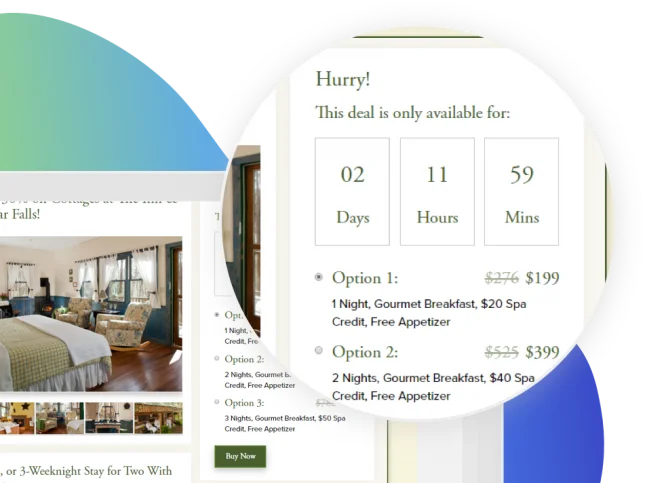 Urgency features built into our custom landing pages. 
