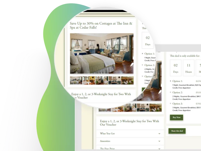 Flash sale landing page designed to increase direct bookings. 