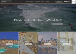 A screenshot of the homepage of a travel website with text reading "PLAN THE PERFECT VACATION"
