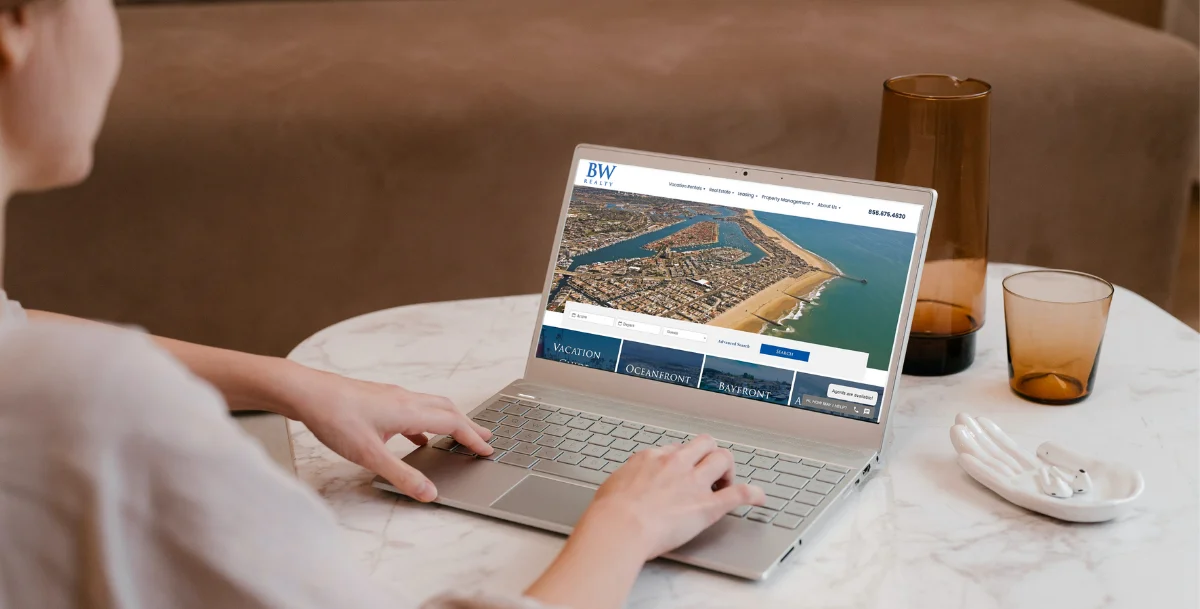 Person browsing Vacation Rentals