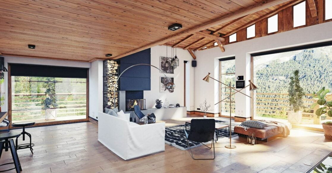 interior of a modern mountain vacation home