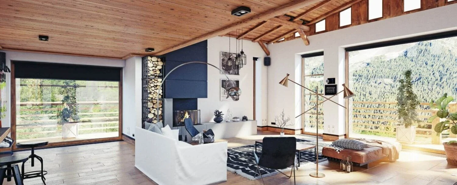 interior of a modern mountain vacation home