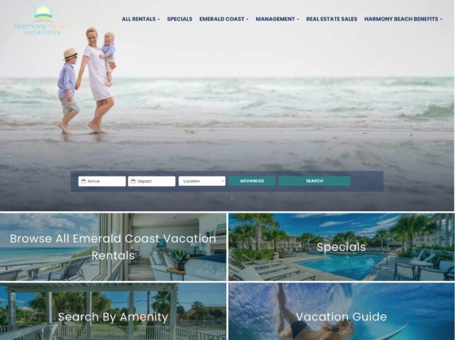 Harmony Beach Vacations Homepage